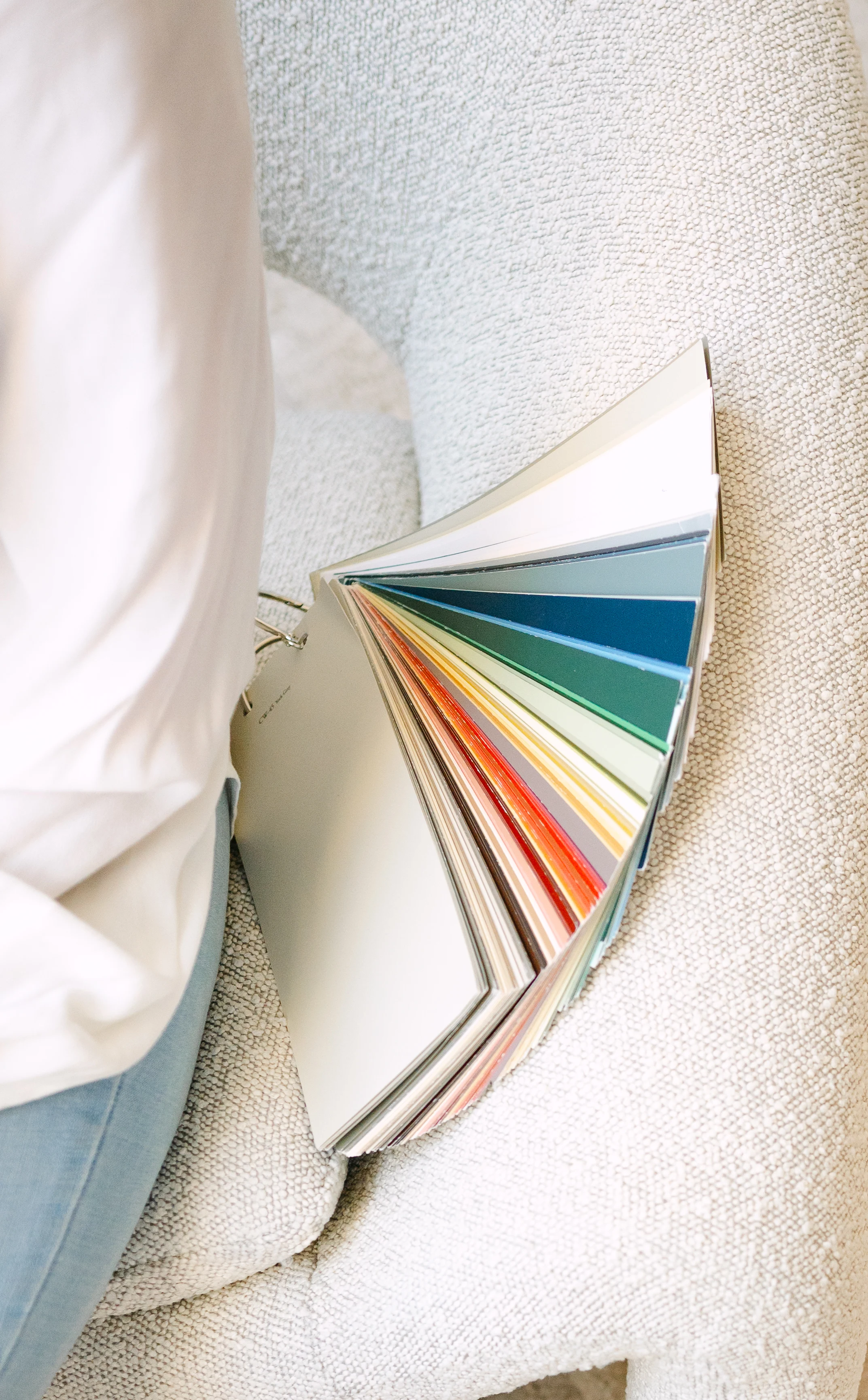 Paint and material colors being selected for an interior